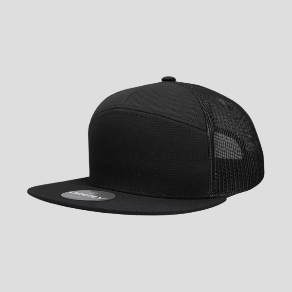 Gorra de camionero de mezcla de algodón estructurada de perfil alto y 7 paneles Decky 1133