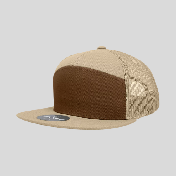 Gorra de camionero de mezcla de algodón estructurada de perfil alto y 7 paneles Decky 1133