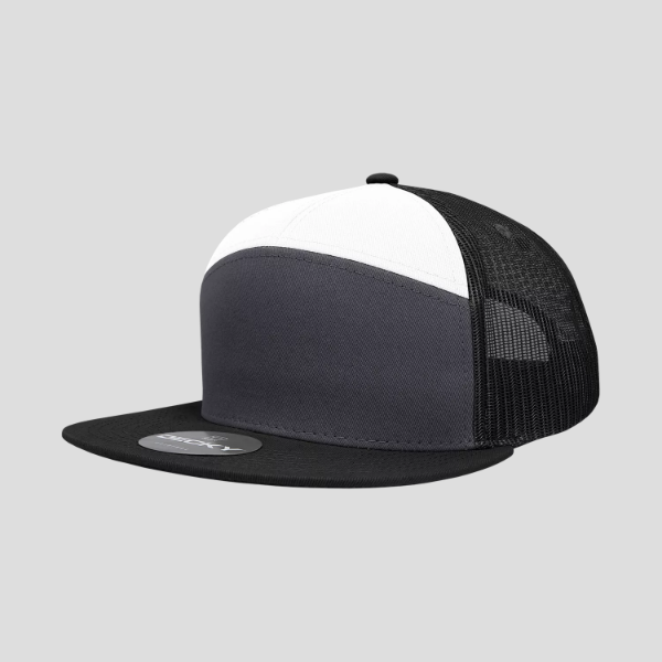 Gorra de camionero de mezcla de algodón estructurada de perfil alto y 7 paneles Decky 1133