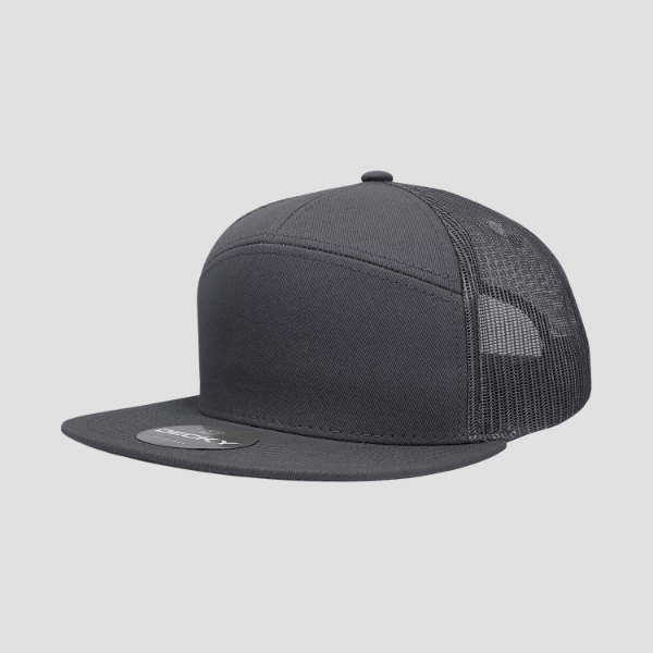 Gorra de camionero de mezcla de algodón estructurada de perfil alto y 7 paneles Decky 1133