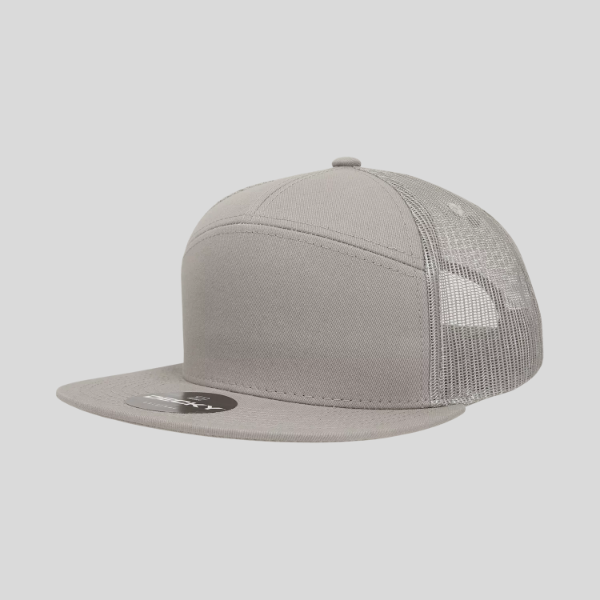 Gorra de camionero de mezcla de algodón estructurada de perfil alto y 7 paneles Decky 1133