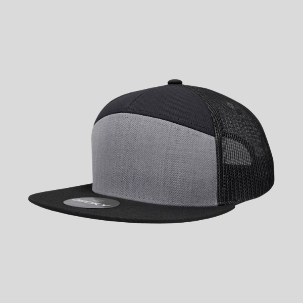 Gorra de camionero de mezcla de algodón estructurada de perfil alto y 7 paneles Decky 1133