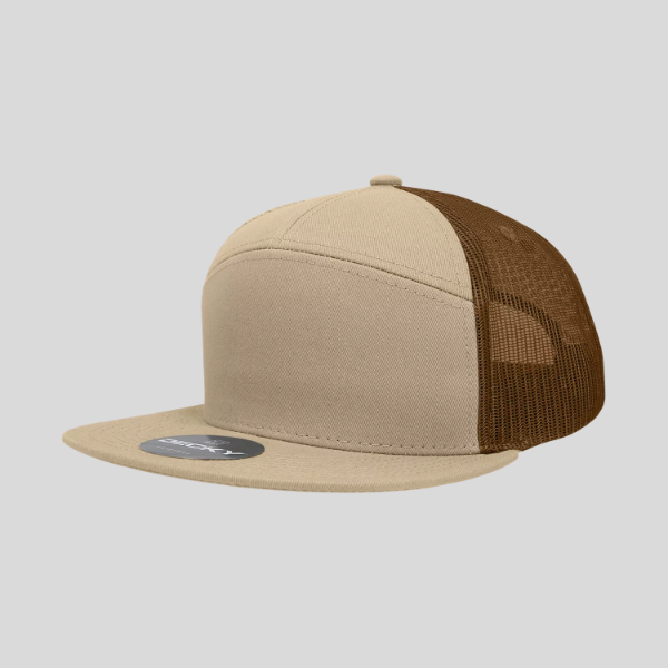 Gorra de camionero de mezcla de algodón estructurada de perfil alto y 7 paneles Decky 1133