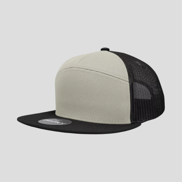 Gorra de camionero de mezcla de algodón estructurada de perfil alto y 7 paneles Decky 1133