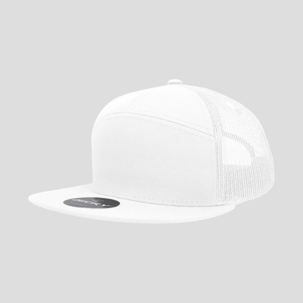 Gorra de camionero de mezcla de algodón estructurada de perfil alto y 7 paneles Decky 1133